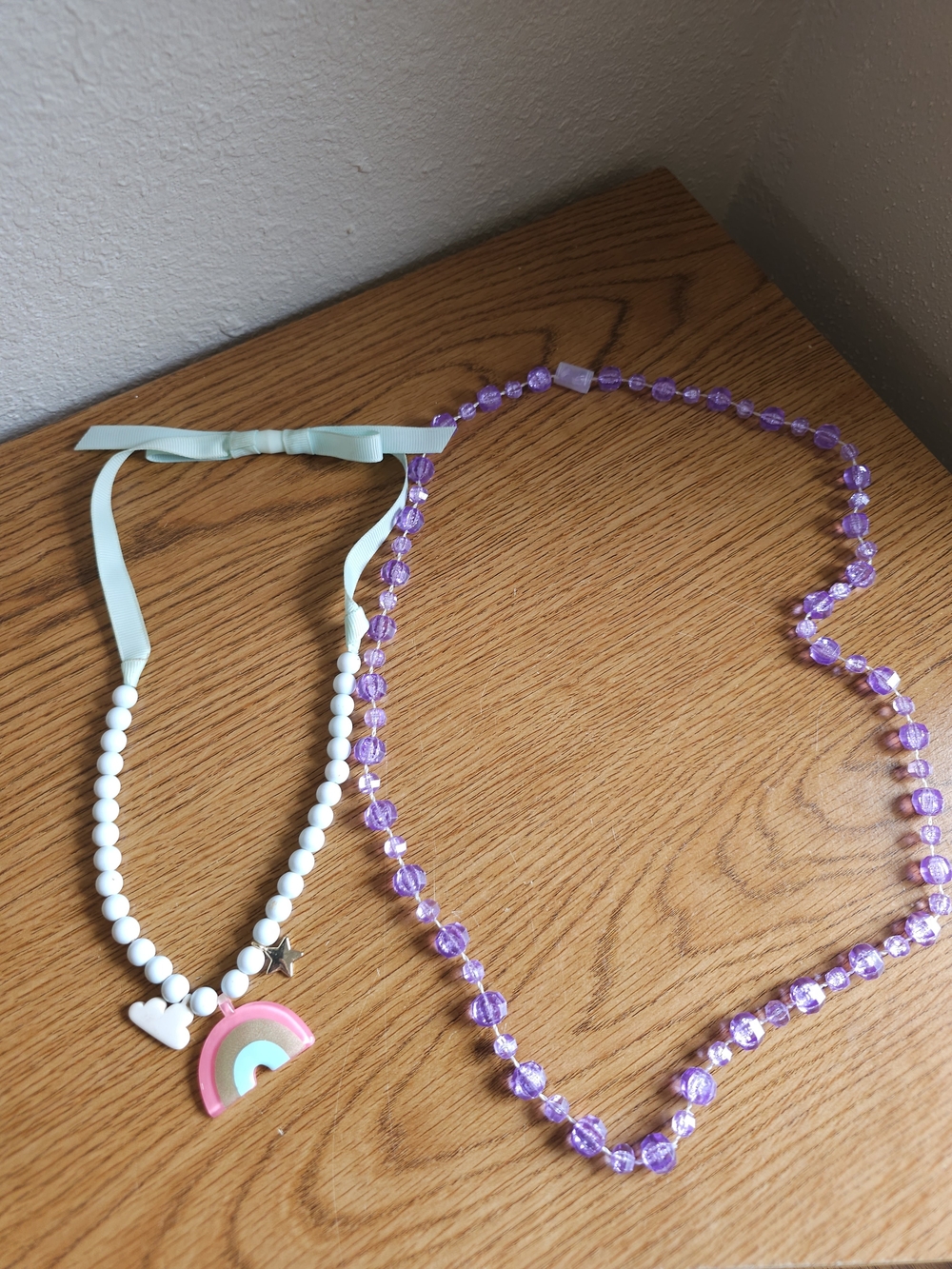 4/$10 Girls 2 Necklaces Rainbow & Purple Beads
